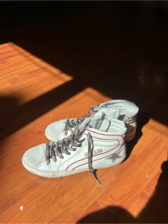 Golden Goose Other - Golden Goose White Sneakers with Red Trim and Brown Laces